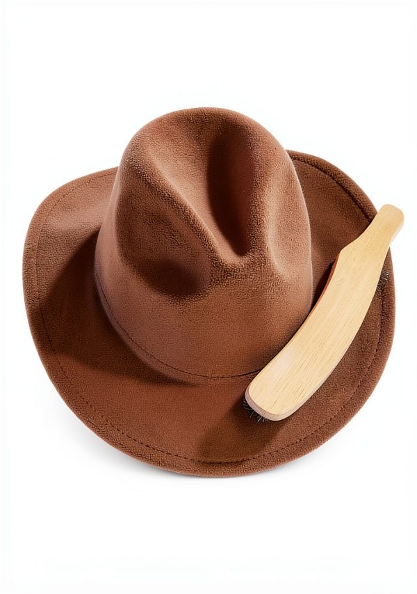 Hydermus Wood Horsehair Hat Brush for Suede Wool Felt-1