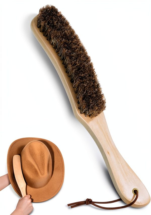 Hydermus Wood Horsehair Hat Brush for Suede Wool Felt-0