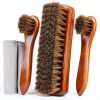 Unekez Brown Gray Wood Shoe Brush Kit-0