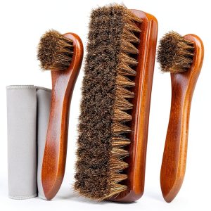 Unekez Brown Gray Wood Shoe Brush Kit-0