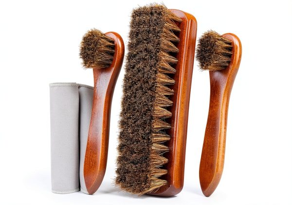 Unekez Brown Gray Wood Shoe Brush Kit-0