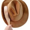 Hydermus Wood Horsehair Hat Brush for Suede Wool Felt-5
