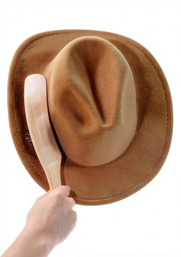 Hydermus Wood Horsehair Hat Brush for Suede Wool Felt-5