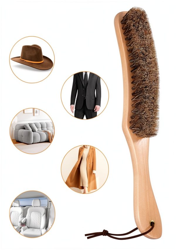 Hydermus Wood Horsehair Hat Brush for Suede Wool Felt-4