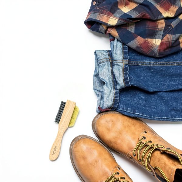 Wilkins Suede Shoe Brush Brown Wood Handle for Men-4