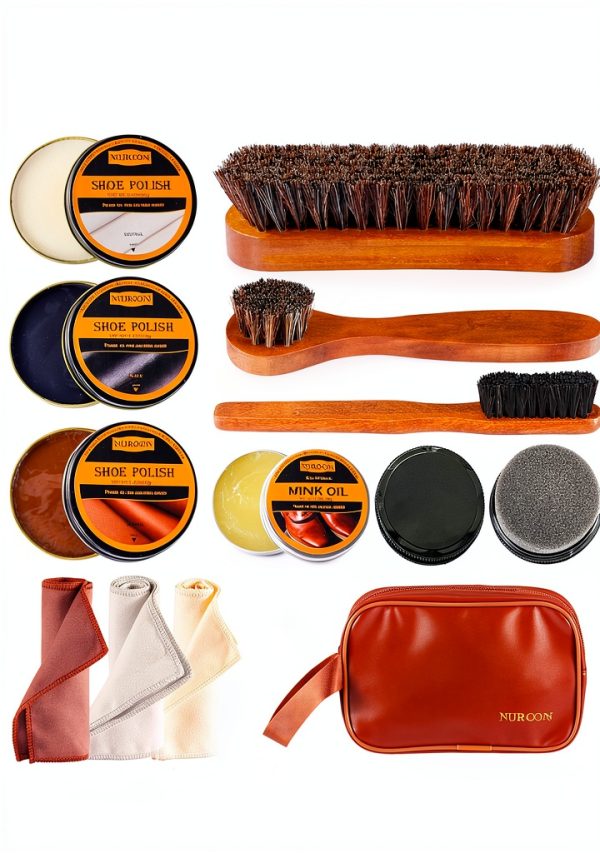 Shoe Care Kit Nuroon Leather Brush Mink Oil-0